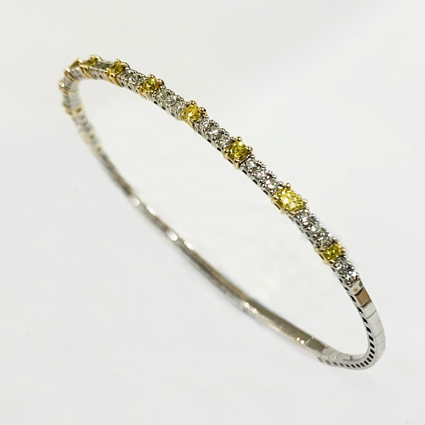 14k White Gold Yellow Diamond Flex Bangle (LAB)