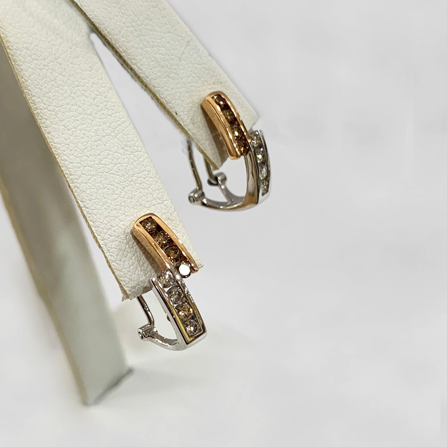 14k Rose Gold Brown Diamond Earrings