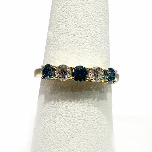 14k Yellow Gold Blue Diamond Ring (LAB)