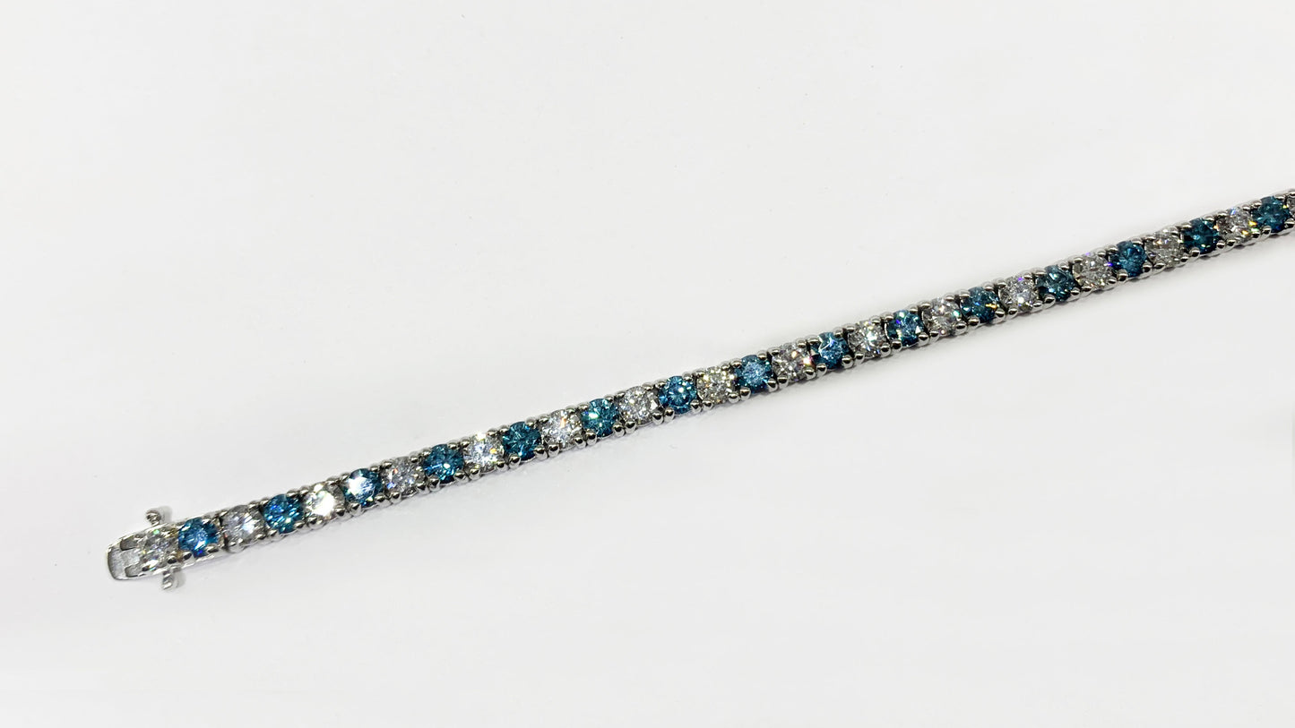 14k White Gold Blue Diamond Bracelet (LAB)
