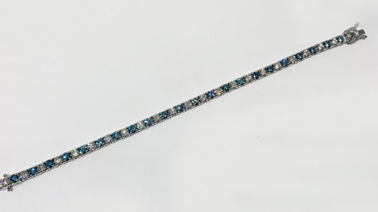 14k White Gold Blue Diamond Bracelet (LAB)