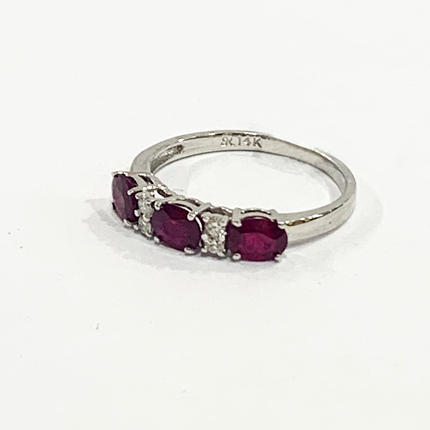 14k White Gold Ruby Diamond Ring