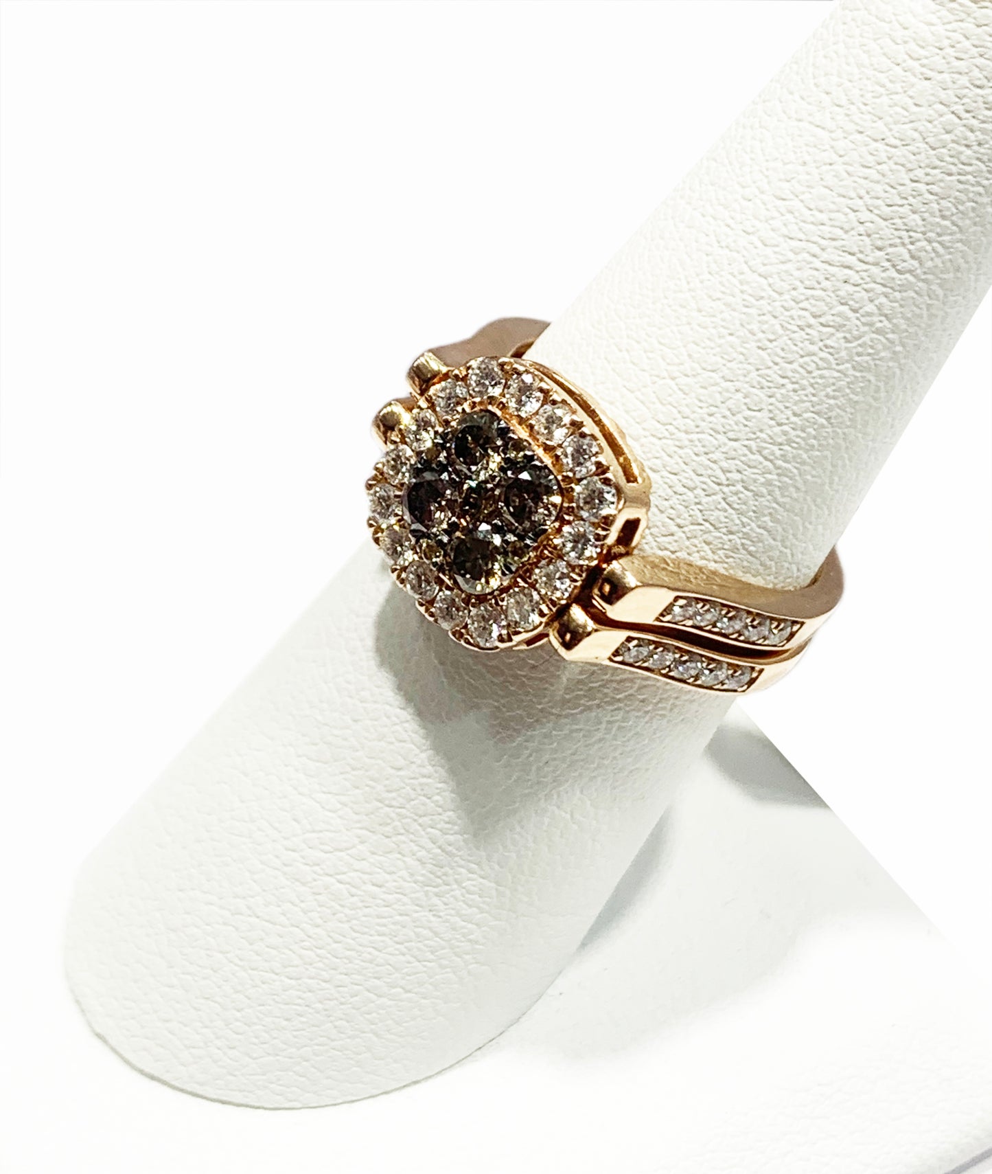 14k Rose Gold Brown & White Diamond Flip Ring ( LAB)