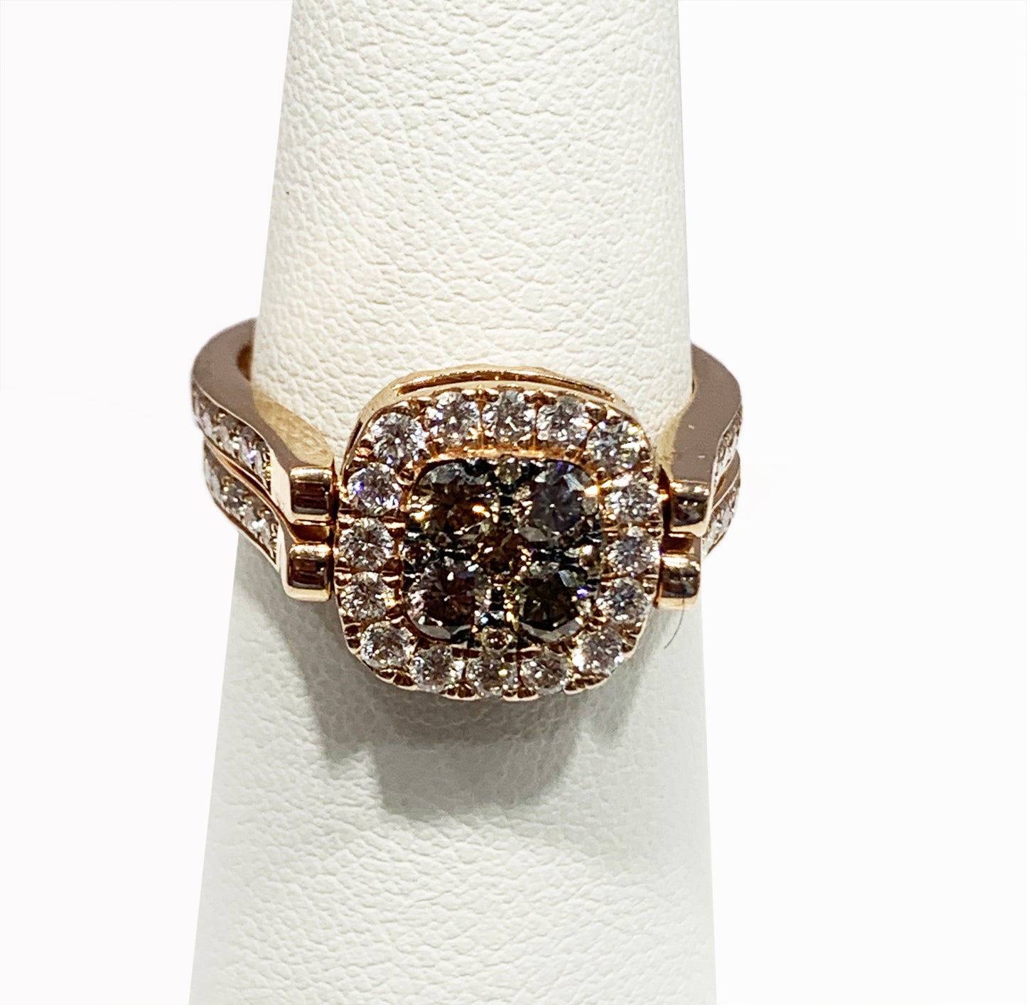14k Rose Gold Brown & White Diamond Flip Ring ( LAB)