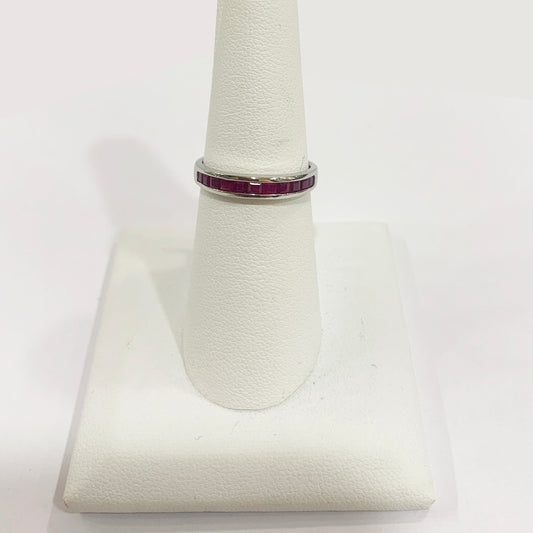 14k White Gold Ruby Diamond Ring