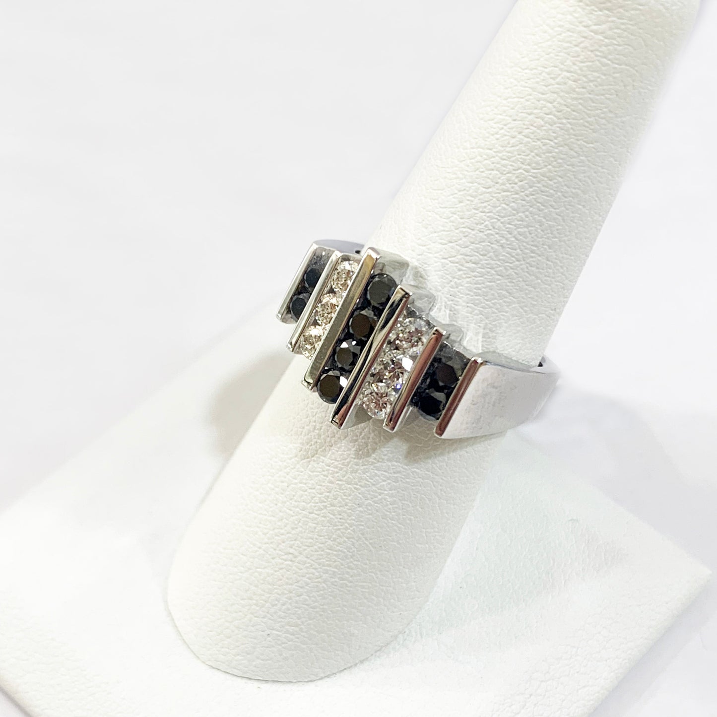 14k White Gold Black Diamond Ring