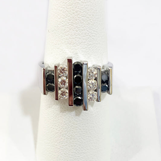 14k White Gold Black Diamond Ring