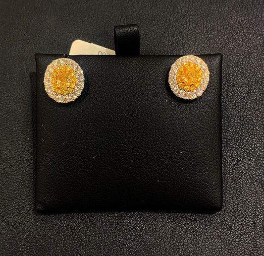 18k White Gold Yellow Diamond Earrings
