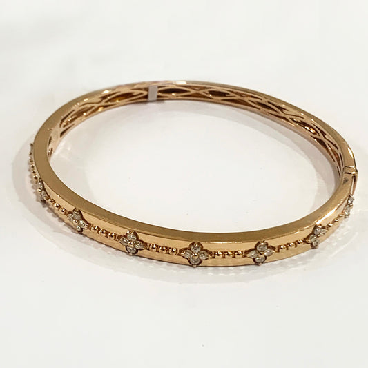 14k Rose Gold White Diamond Bangle