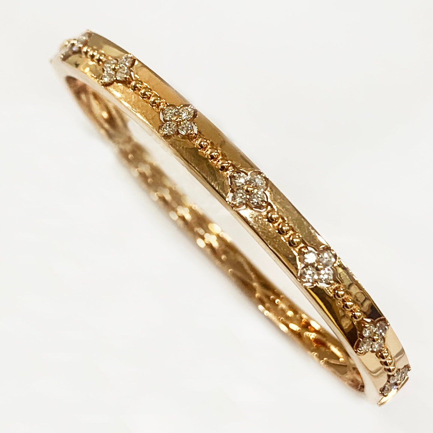 14k Rose Gold White Diamond Bangle