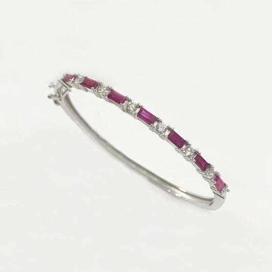 Sterling Silver Ruby Bangle