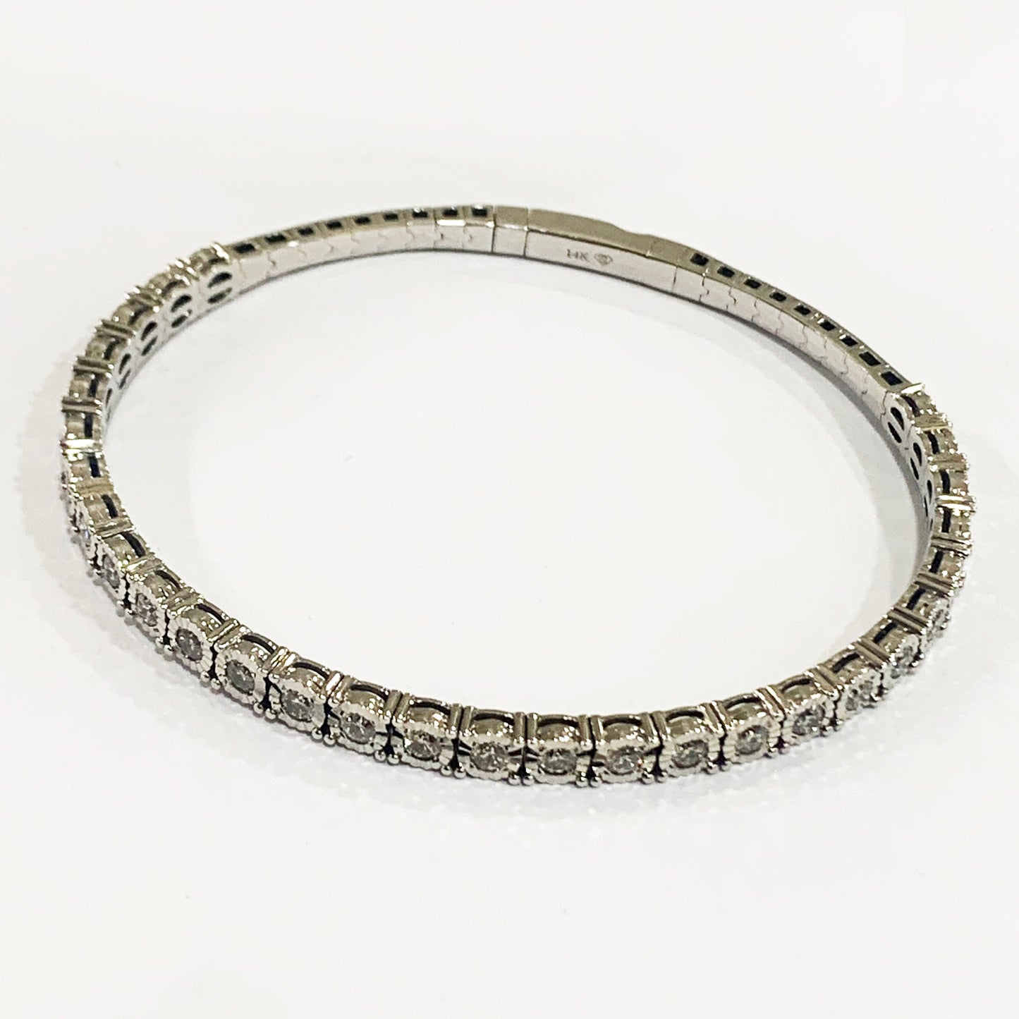 14k White Gold Diamond Flex Bangle