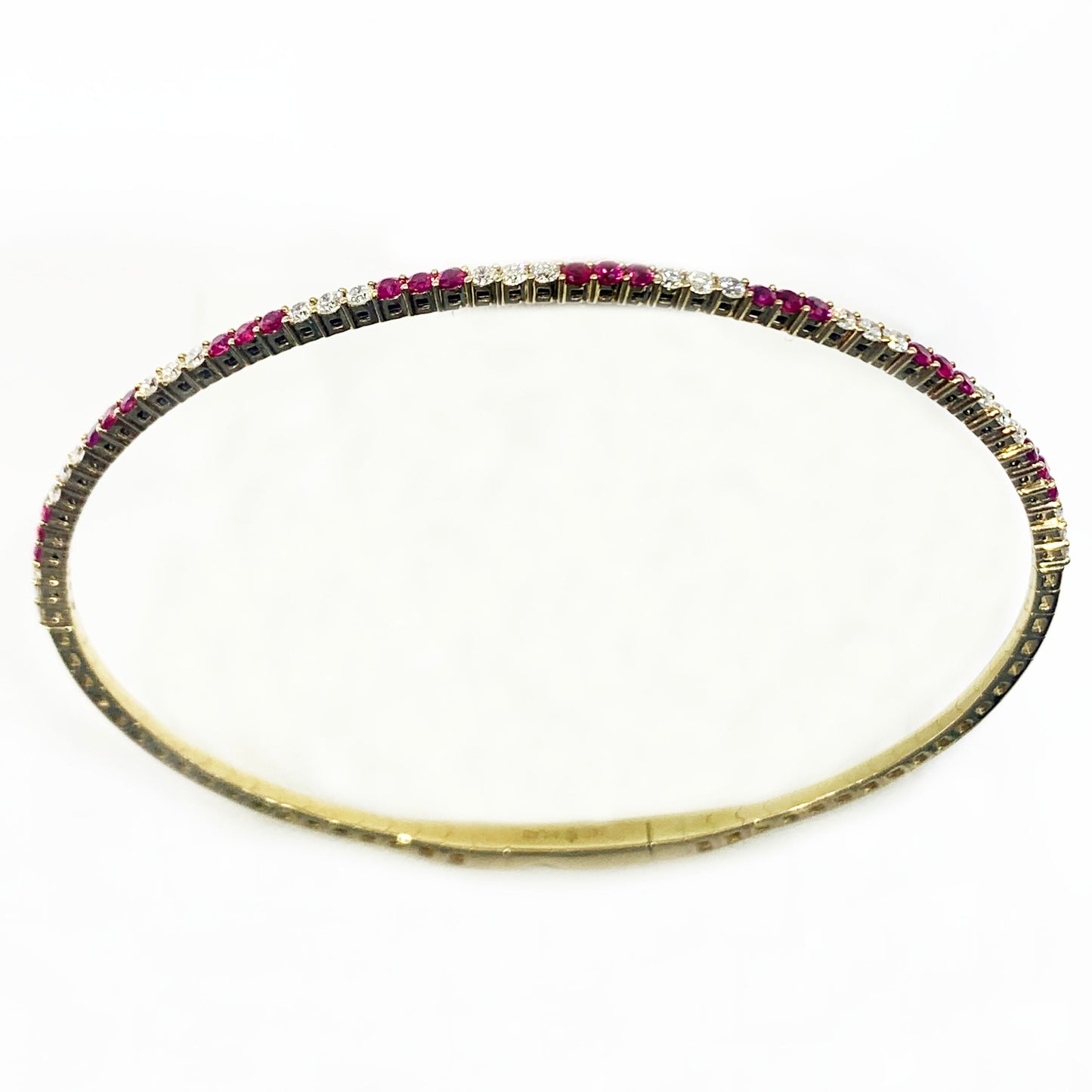 14k Yellow Gold Ruby Diamond Bangle