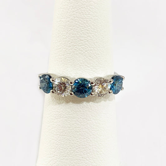 14k White Gold Blue Diamond Ring (LAB)