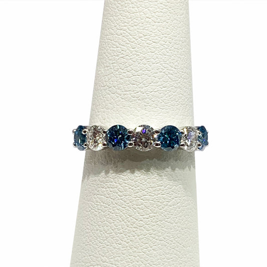 14k White Gold Blue Diamond Ring