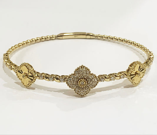 14k Yellow Gold Diamond Flex Bangle