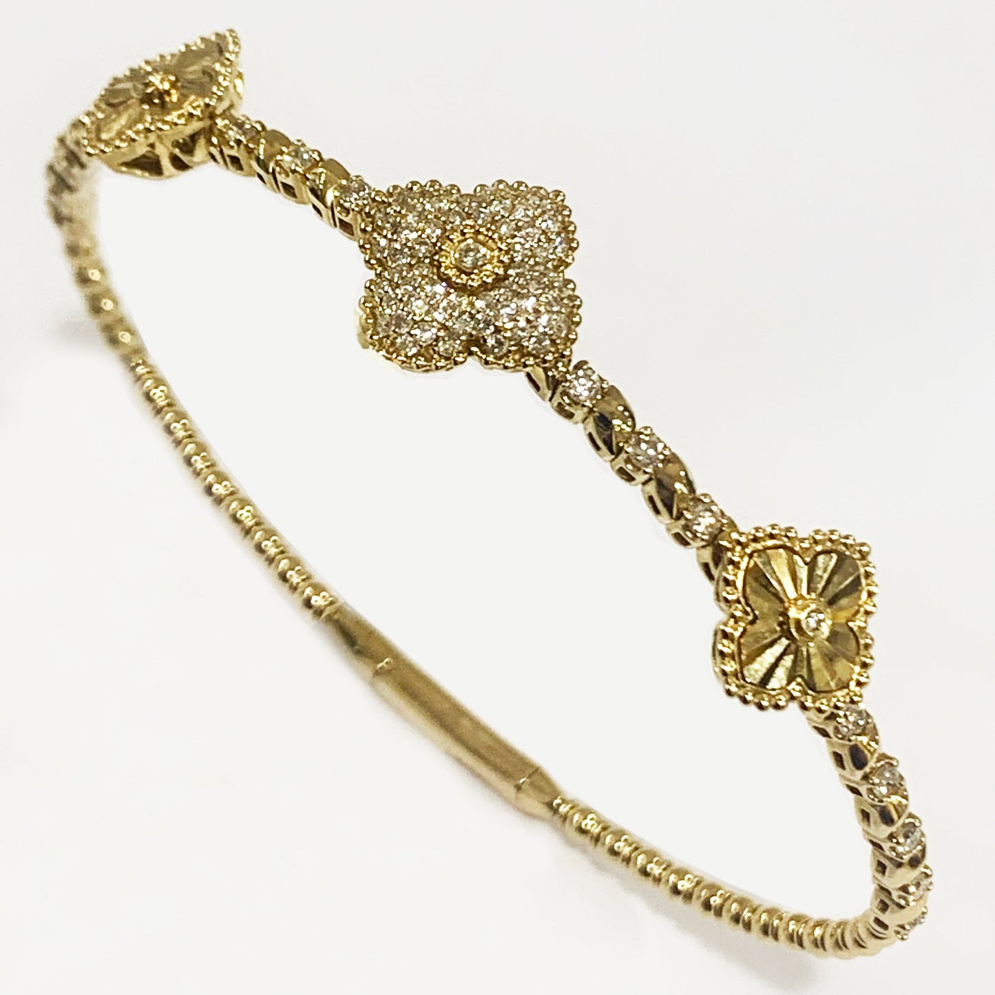 14k Yellow Gold Diamond Flex Bangle