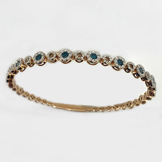 14k Rose Gold Blue/Brown Diamond Flex Bangle