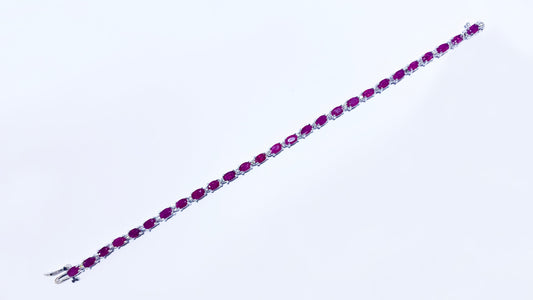 14k White Gold Ruby Diamond Bracelet