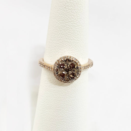14k Rose Gold Brown Diamond Ring