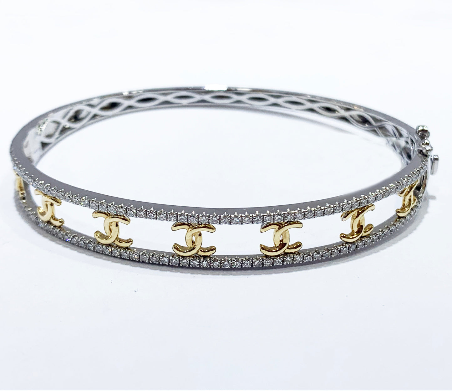 14k Two-Tone Gold Diamond Bangle
