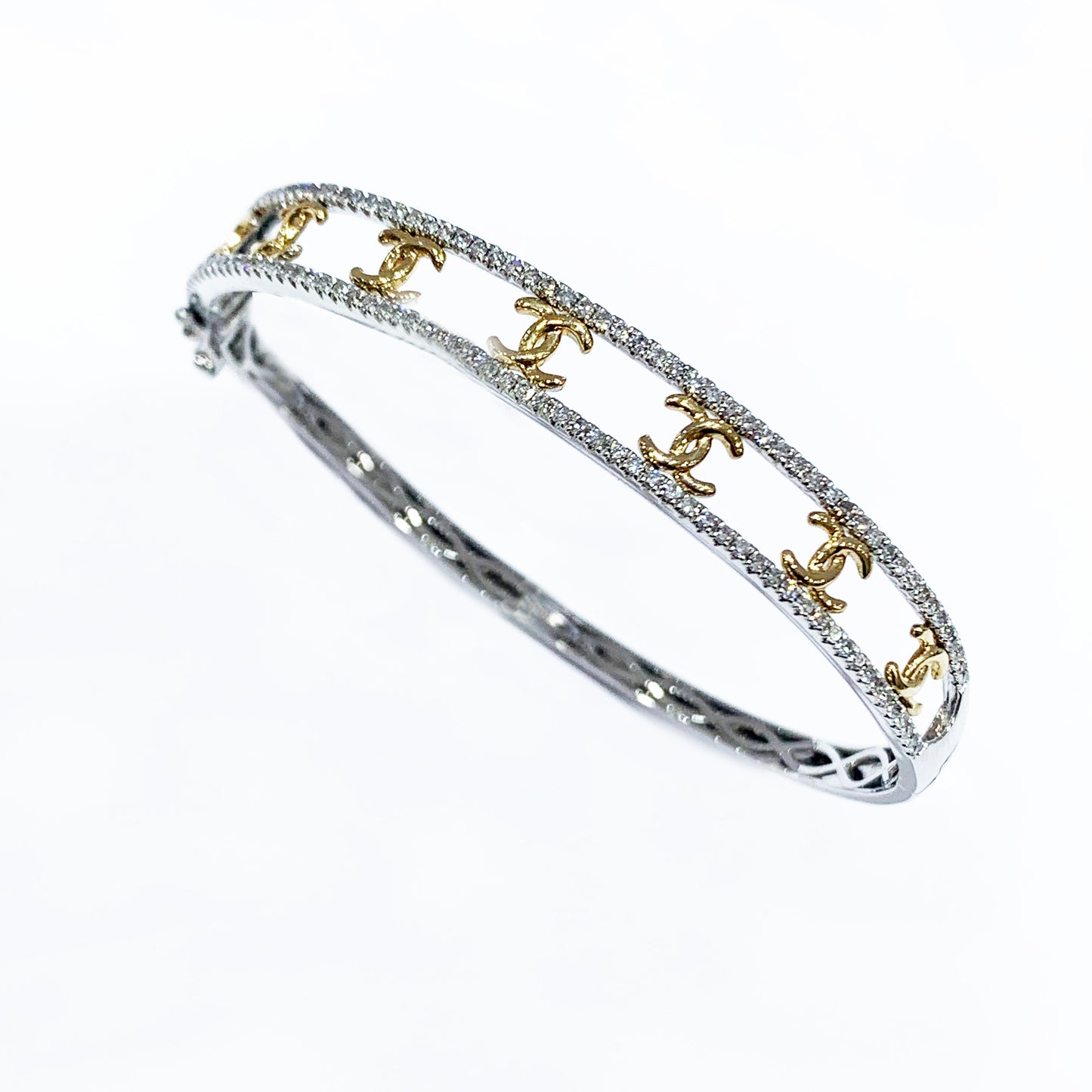14k Two-Tone Gold Diamond Bangle
