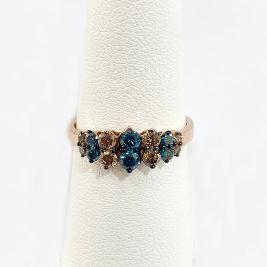 14k Rose Gold Blue Diamond Ring