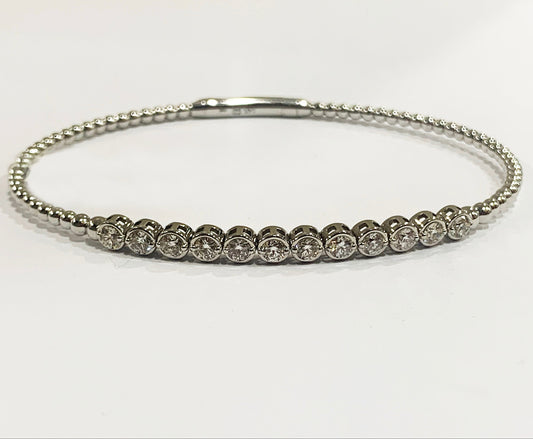 14k White Gold Diamond Flex Bangle