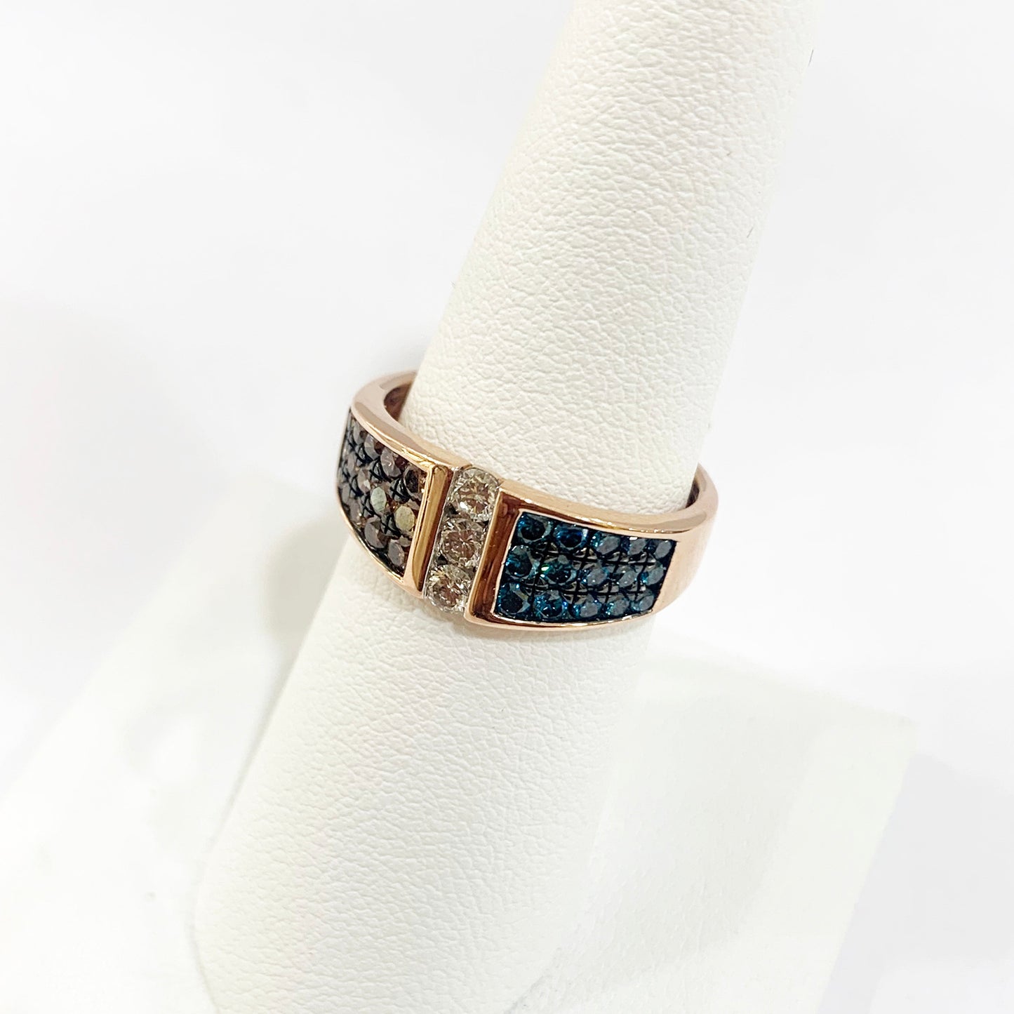 14k Rose Gold Blue Diamond Ring