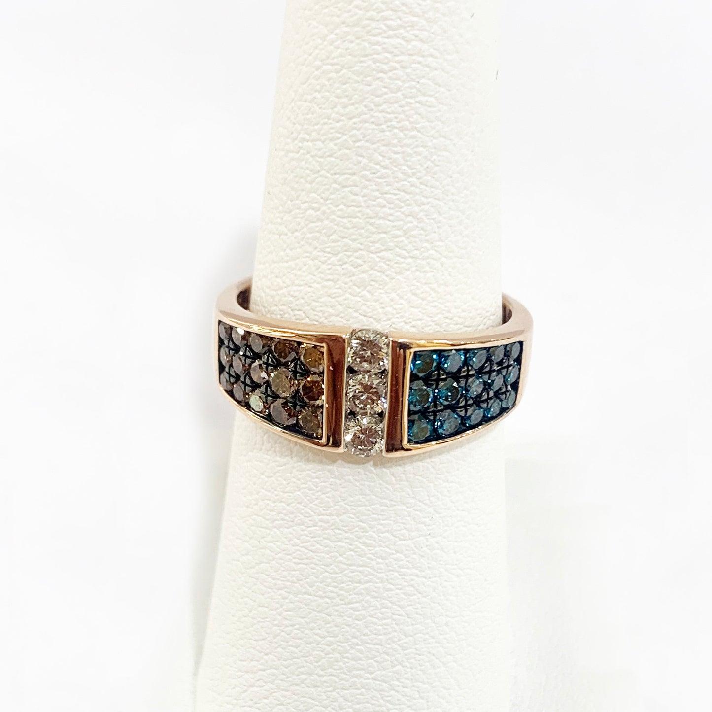 14k Rose Gold Blue Diamond Ring