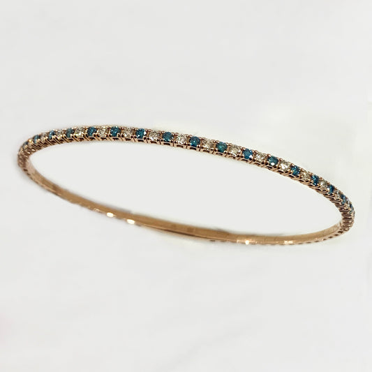 14k Rose Gold Blue Diamond Flex Bangle