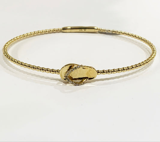 14k Yellow Gold Flip-Flop Diamond Flex Bangle