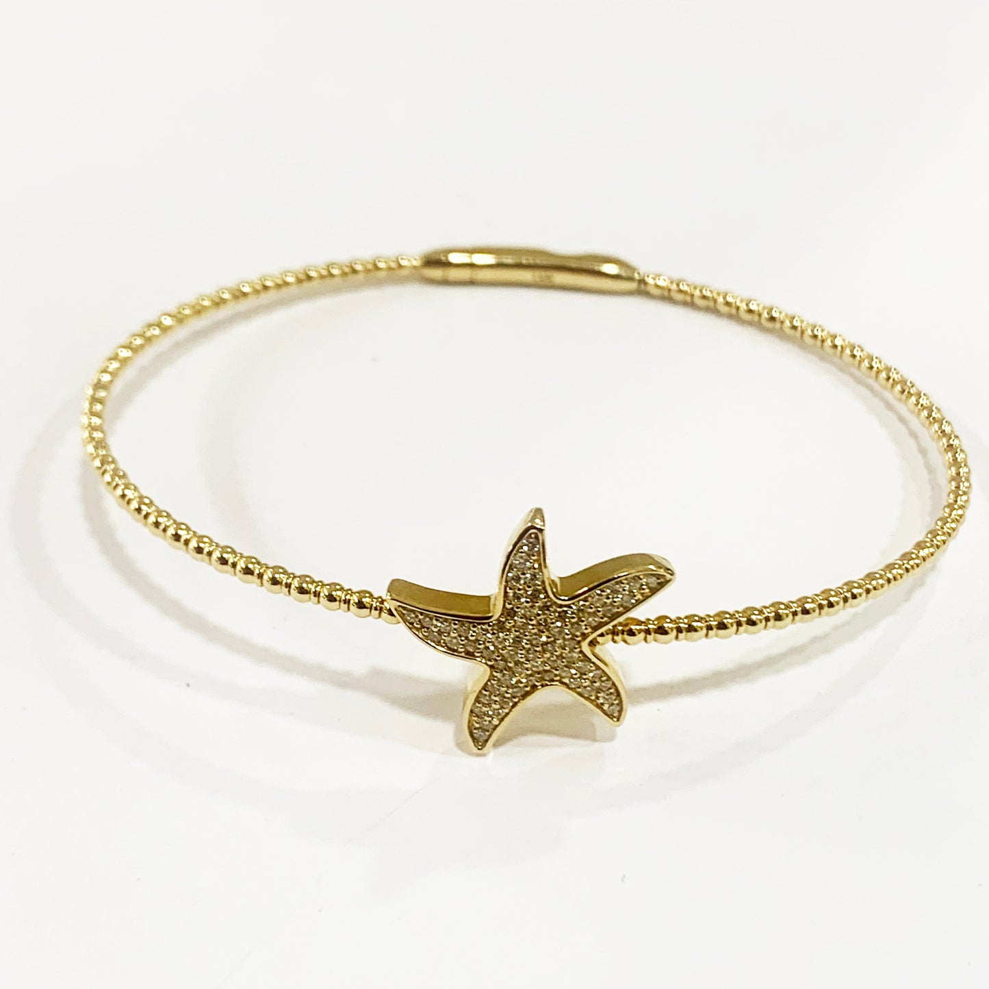 14k Yellow Gold Diamond Starfish Flex Bangle