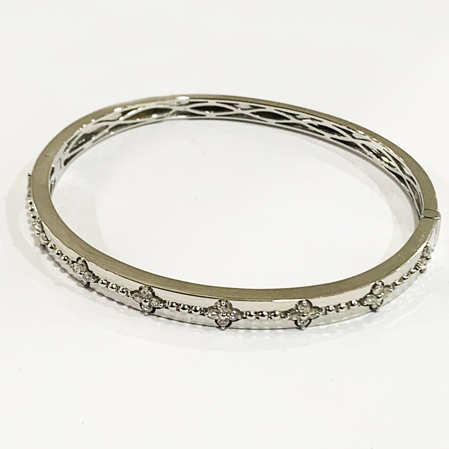 14k White Gold Diamond Bangle