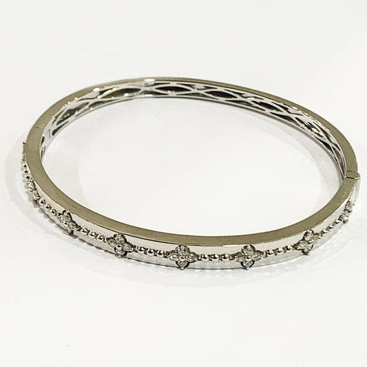 14k White Gold Diamond Bangle