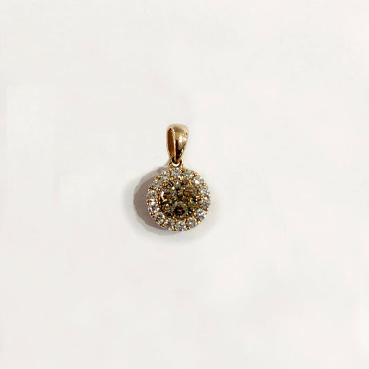 14k Rose Gold Brown & Blue Diamond Pendant (LAB)