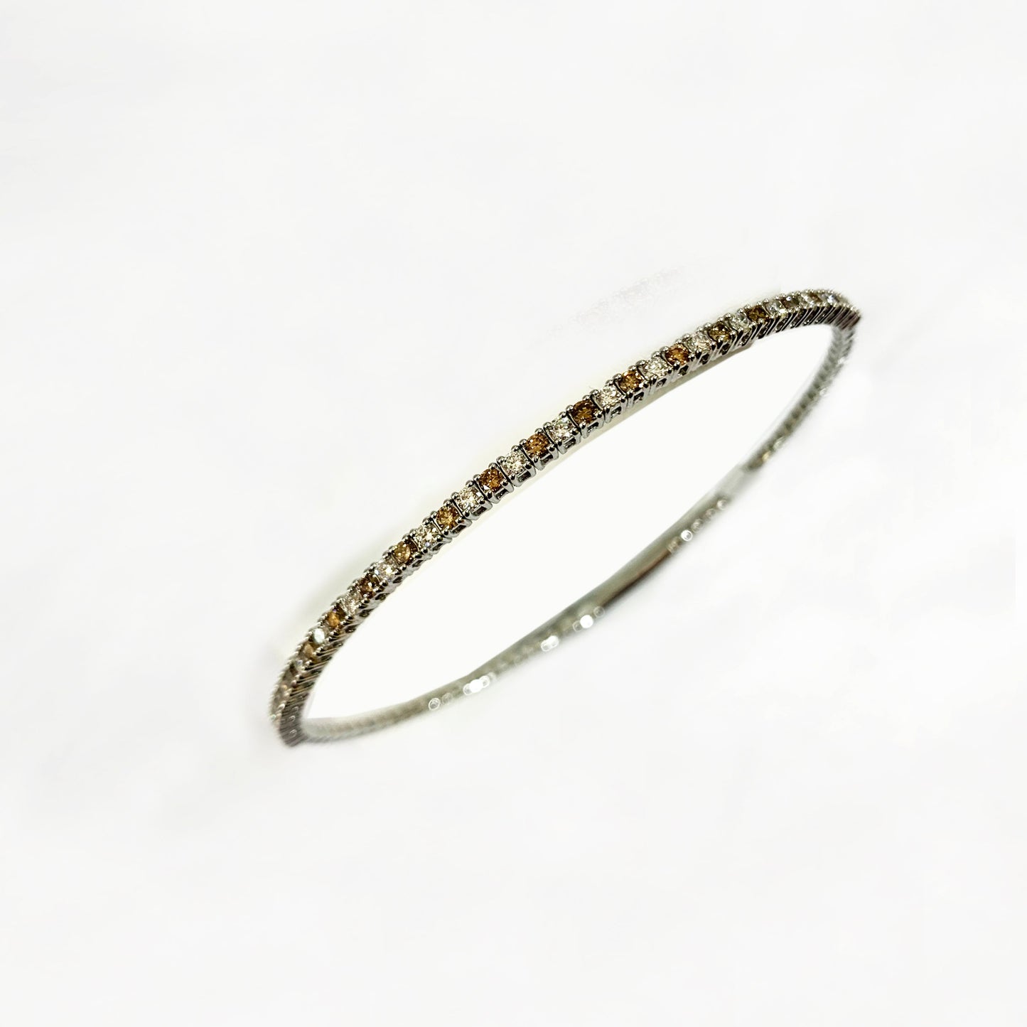 14k White Gold Lab Brown Diamond Flex Bangle