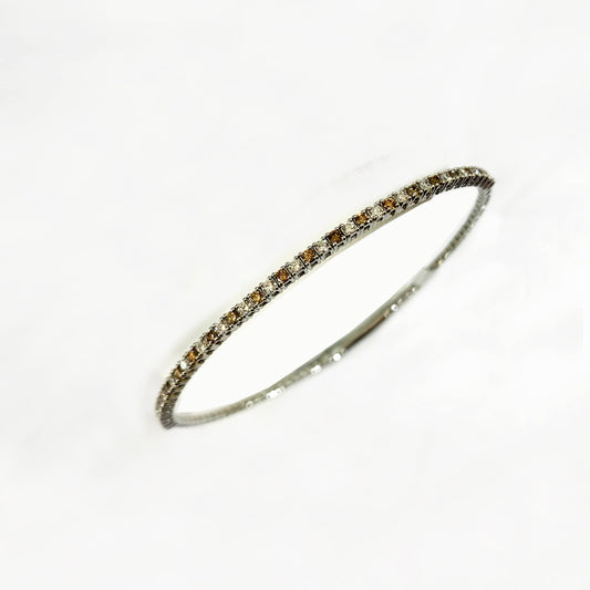 14k White Gold Lab Brown Diamond Flex Bangle