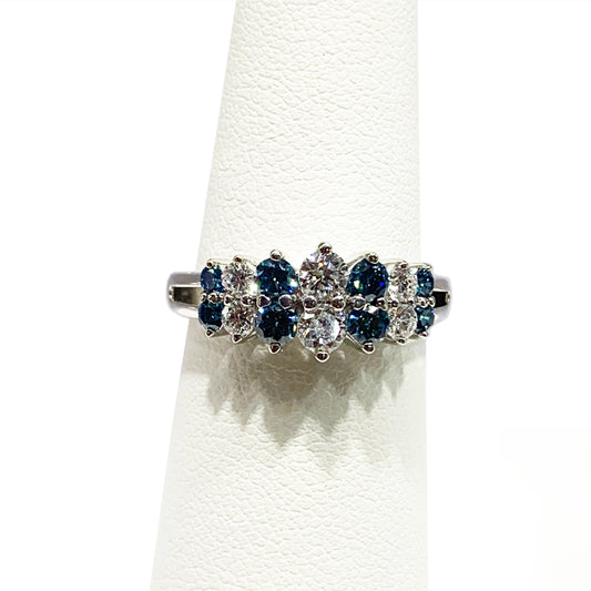 14k White Gold Blue Diamond Ring (LAB)
