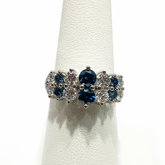 14k White Gold Blue Diamond Ring (LAB)