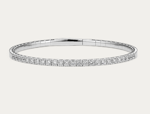 14K WHITE GOLD LAB GROWN DIAMOND FLEXIBLE BANGLE
