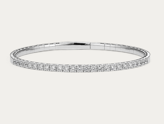 14K WHITE GOLD LAB GROWN DIAMOND FLEXIBLE BANGLE