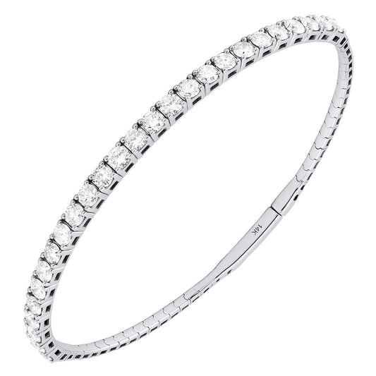 14K WHITE GOLD LAB GROWN DIAMOND  FLEXIBLE BANGLE