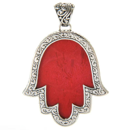 Hamsa Reef Pendant- Coral
