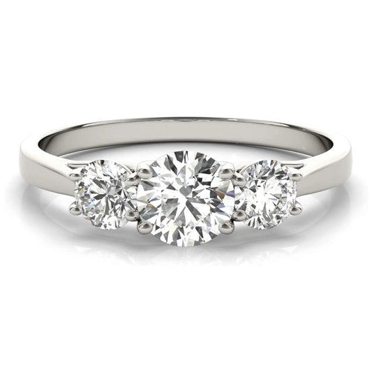 14K WHITE GOLD LAB GROWN 3 STONE DIAMOND RING