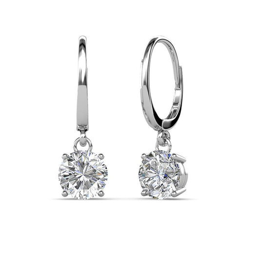 14K WHITE GOLD LAB GROWN DIAMOND  DANGLE EARRINGS