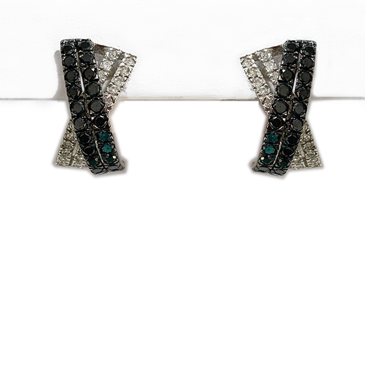 14k White Gold Black Diamond Earring