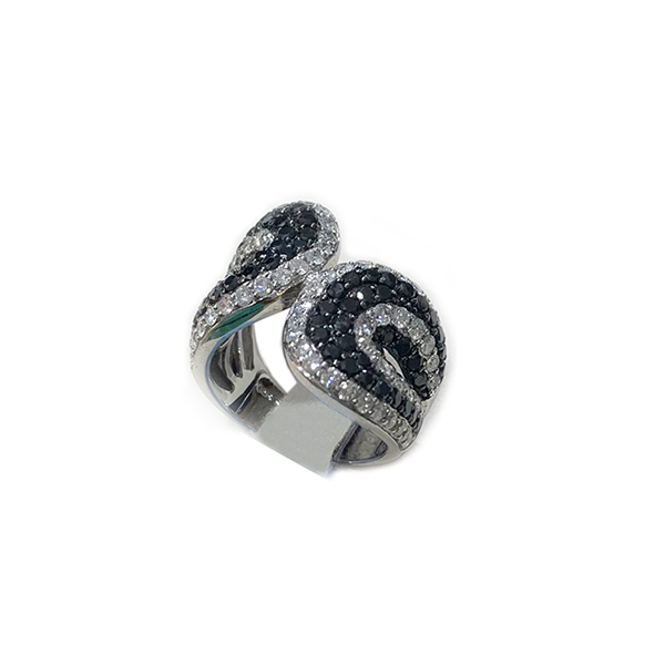 14k White Gold Black Diamond Ring