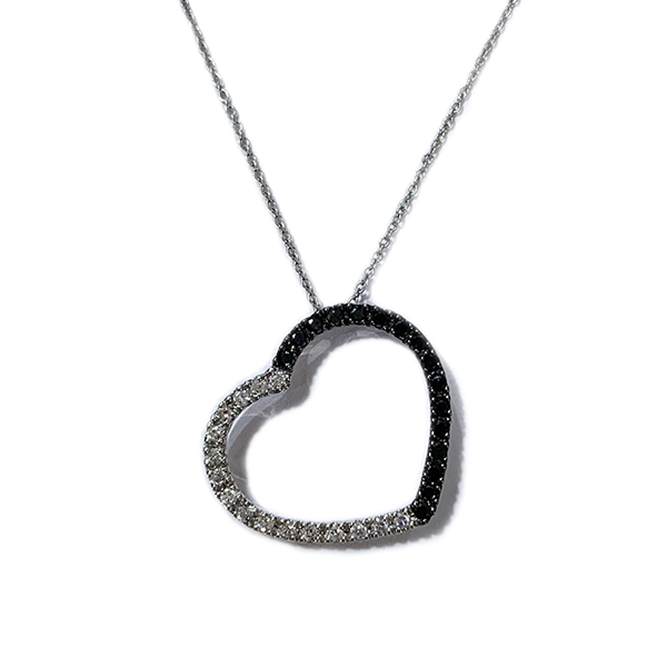 14k White Gold Black Diamond Pendant