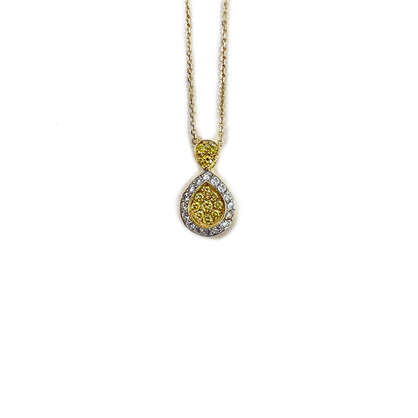 14k Two Tone Yellow Diamond Pendant